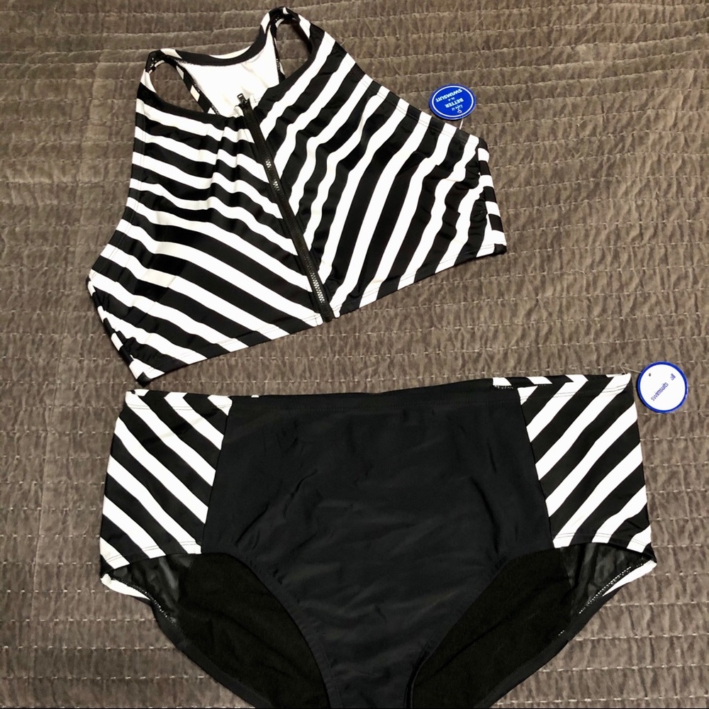 Swimsuits for All Zip Front + High Waist Swimsuit